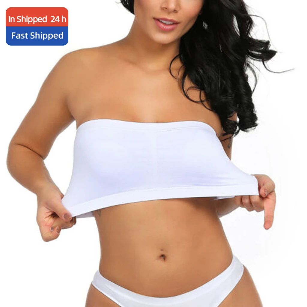 Для женщин Большие размеры двойной бюстгальтер без бретелек бандо трубка