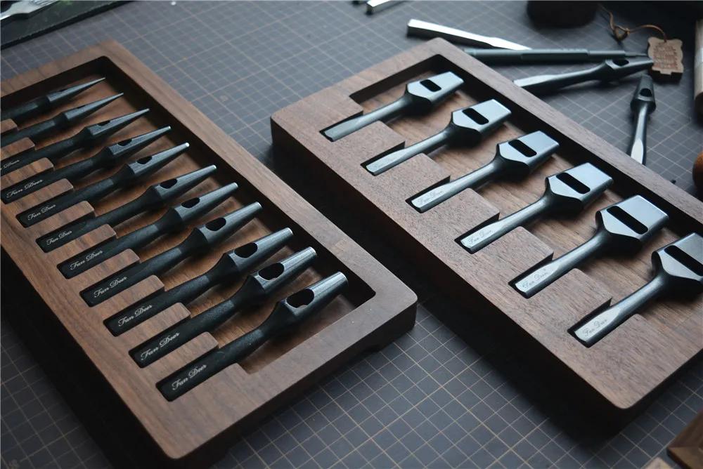 RCIDOS черный орех Коробка для хранения/лоток кожаной штамповки/строчки