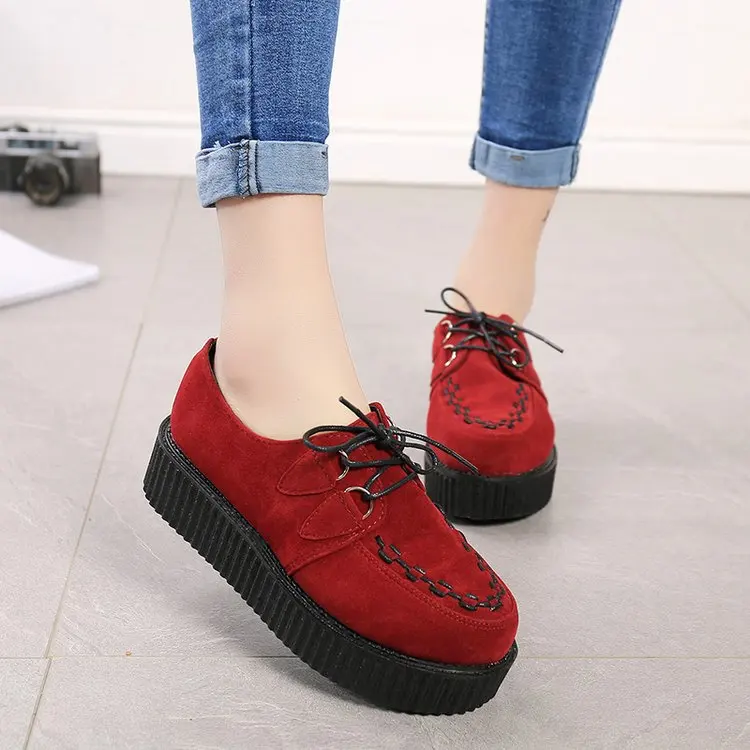 

Fashion Autumn Women Shoes Suede Ladies Shoes Women Flats Shoes Lace Up Platform Shoes Plus Size 41 Female Shoes Tenis Feminino