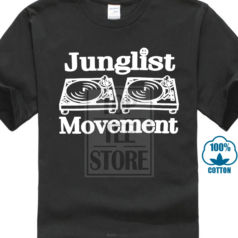 Барабанные и бас Клубные вертушки деки музыка Dnb человек Junglist движение футболки
