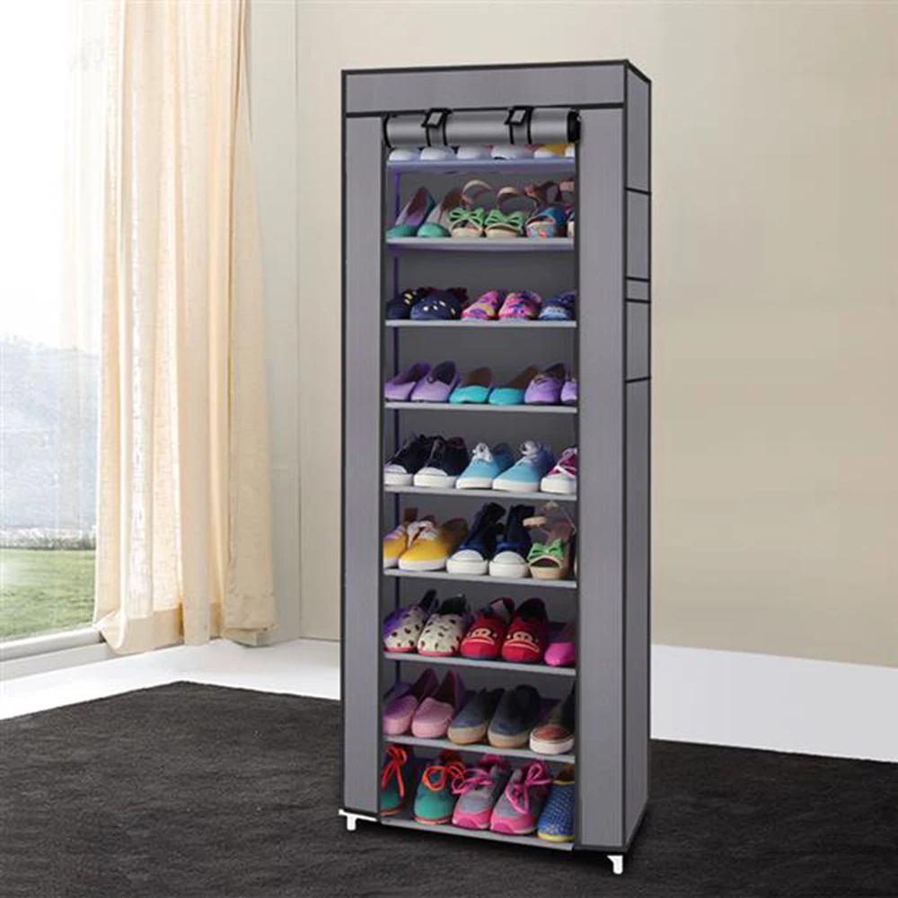 

Six Colors 10-Layers 9 Lattices Shoe Rack Non-woven Fabric Tower Shoe Organizer Storage Cabinet for Shoes Saving Space Shelving