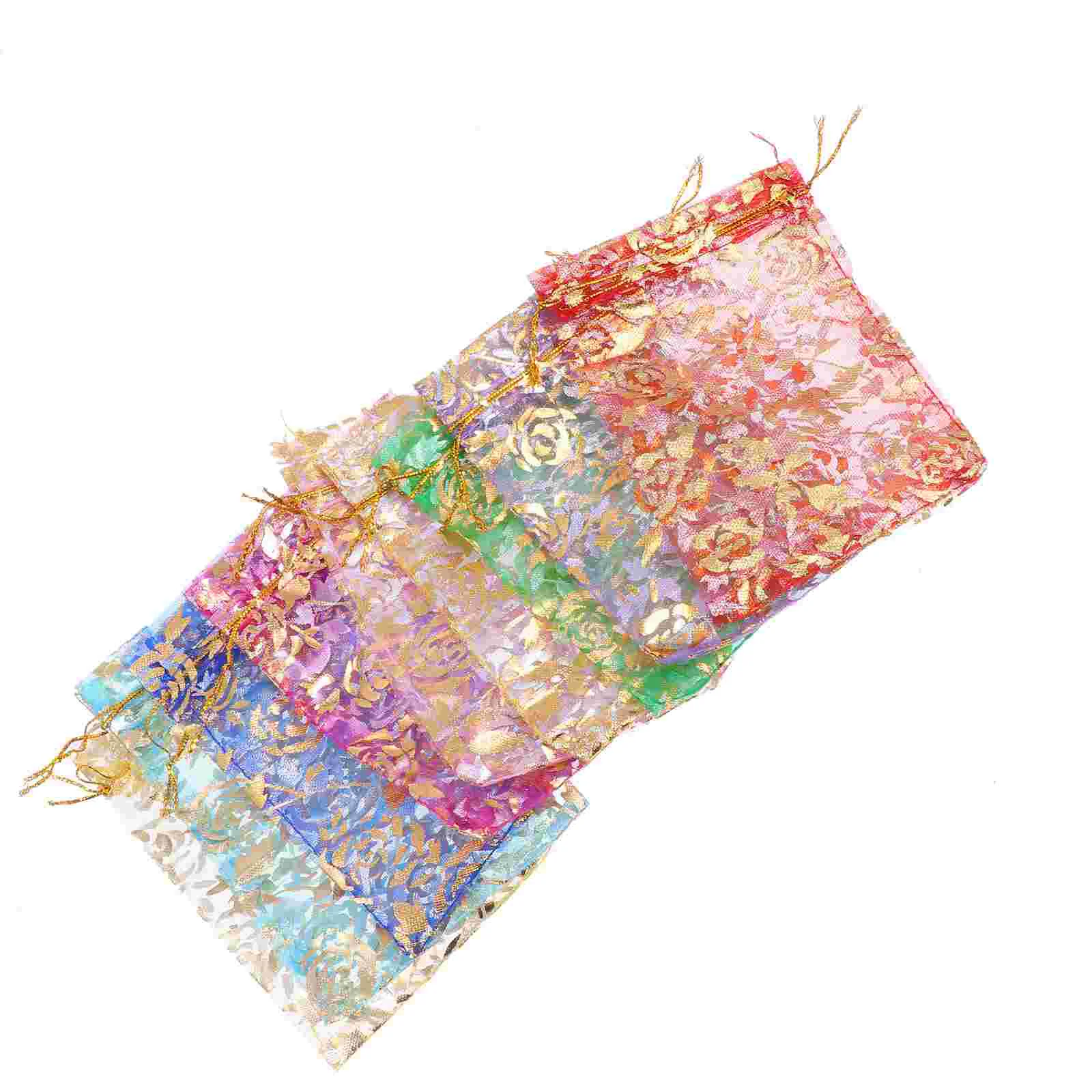 

100Pcs Drawstring Bags Chic Yarn Bags Gift Pouches Cosmetics Jewelry Bags