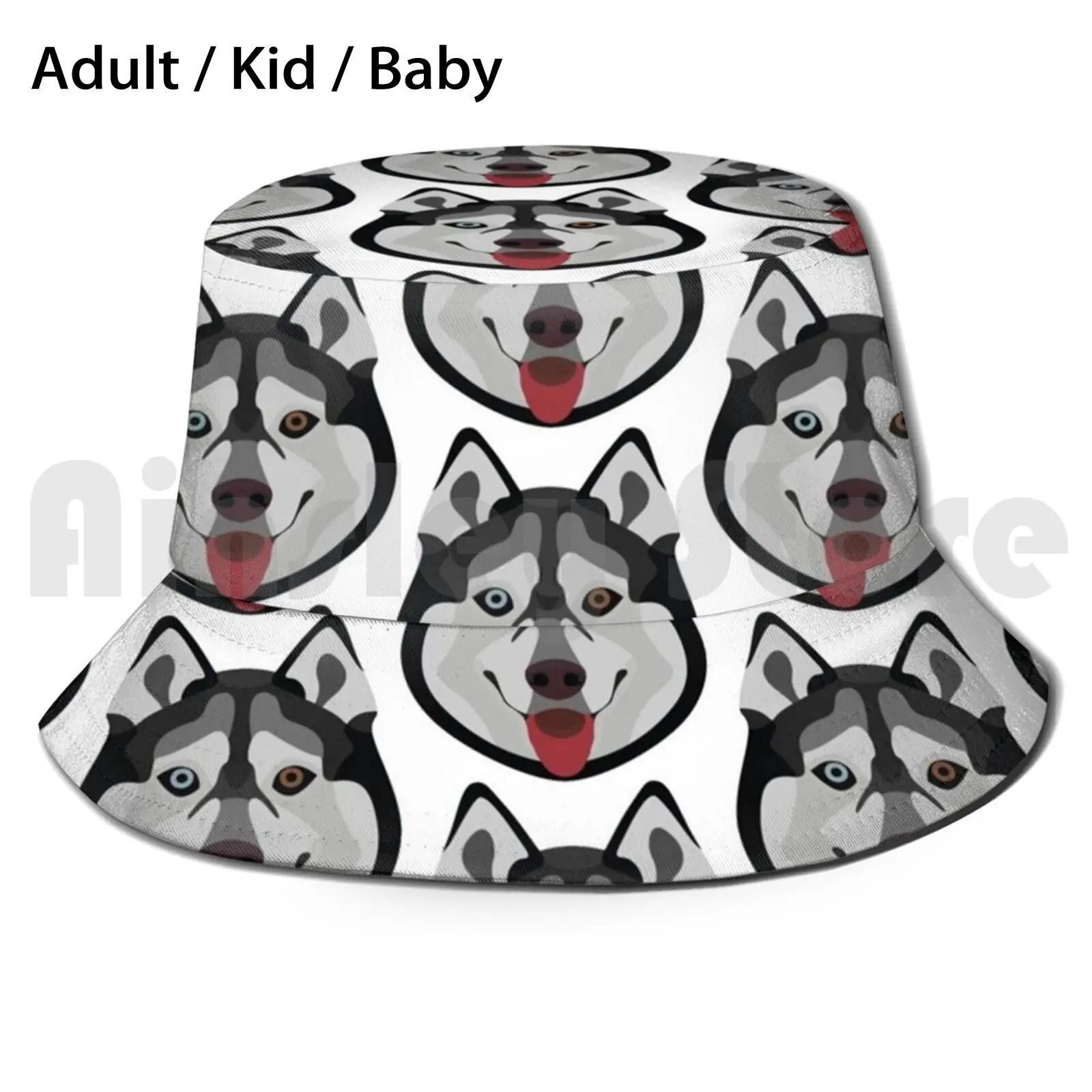 

Illustration Dogs Siberian Husky Sun Hat Foldable UV Protection Husky Dog Siberian Husky Cheeky Puppy Head Good Boy