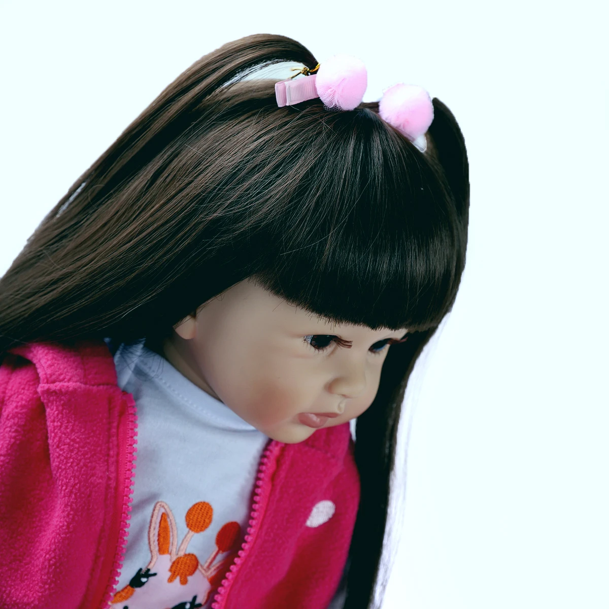 48 см реалистичная супер мягкая силиконовая кукла реборн красивые длинные волосы