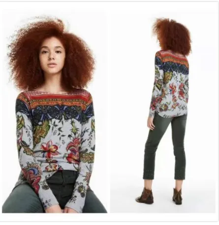 11 Impresso blusas bordadas de Graus, Espanha xs-xl - Цвет: 11