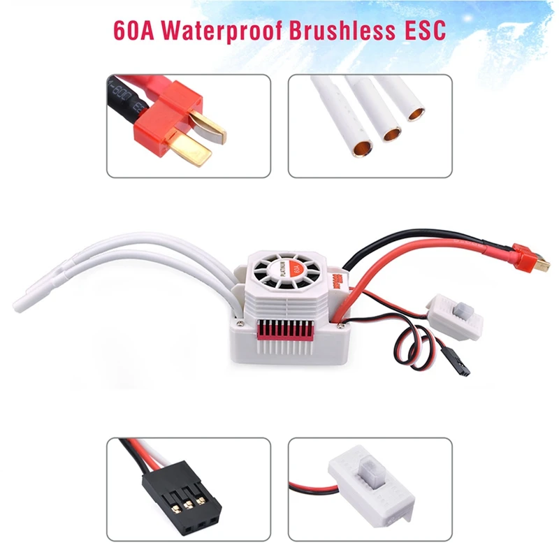 

SURPASS HOBBY Platinum Waterproof 3665 Brushless Shaft Diameter 5mm Motor &60A ESC Set for 1:10 RC Car