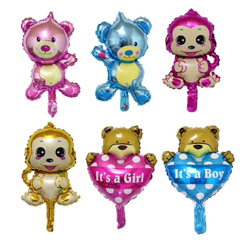 Милые животные Красочные Алюминий Фольга воздушный шар с принтом обезьяна Teddy Bear