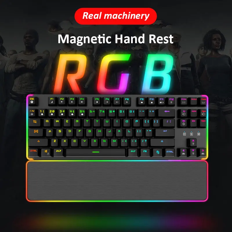 

Gaming Mechanical Keyboard 87 keys OUTEMU Magnetic Hand Rest Wired Keyboard Anti-ghosting New/ Mix Backlit For Gamer PC Laptop