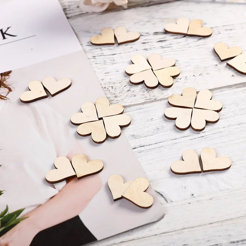 

20/40/80mm blank heart-shaped wood chip disc DIY crafts for Christmas decoration and wedding commemorative use (wood color)