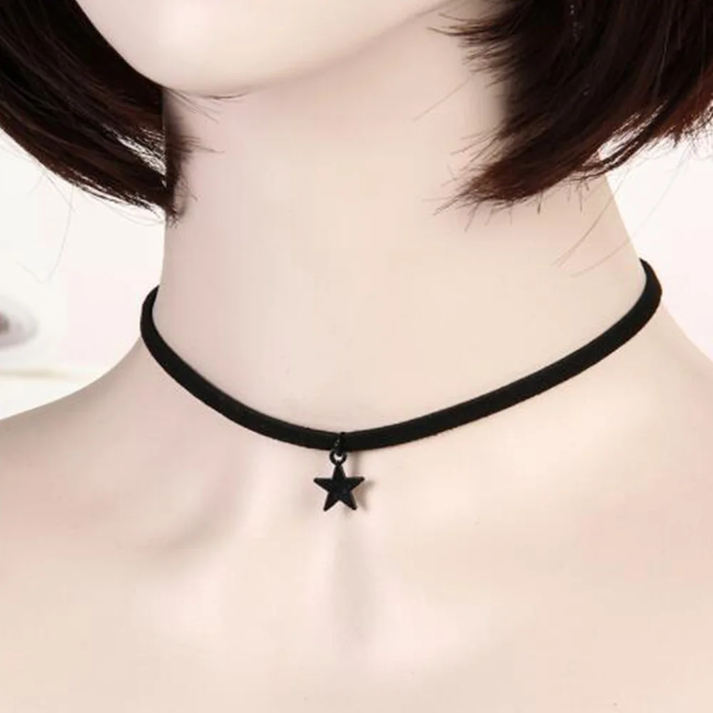 Женский Бархатный чокер ручной работы винтажное черное ожерелье в готическом