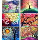 5D DIY Алмазная Картина Красочные дерево мозаика с Стразы Полный Алмазная вышивка цветущие пейзажа узор настенный художественный Декор P95