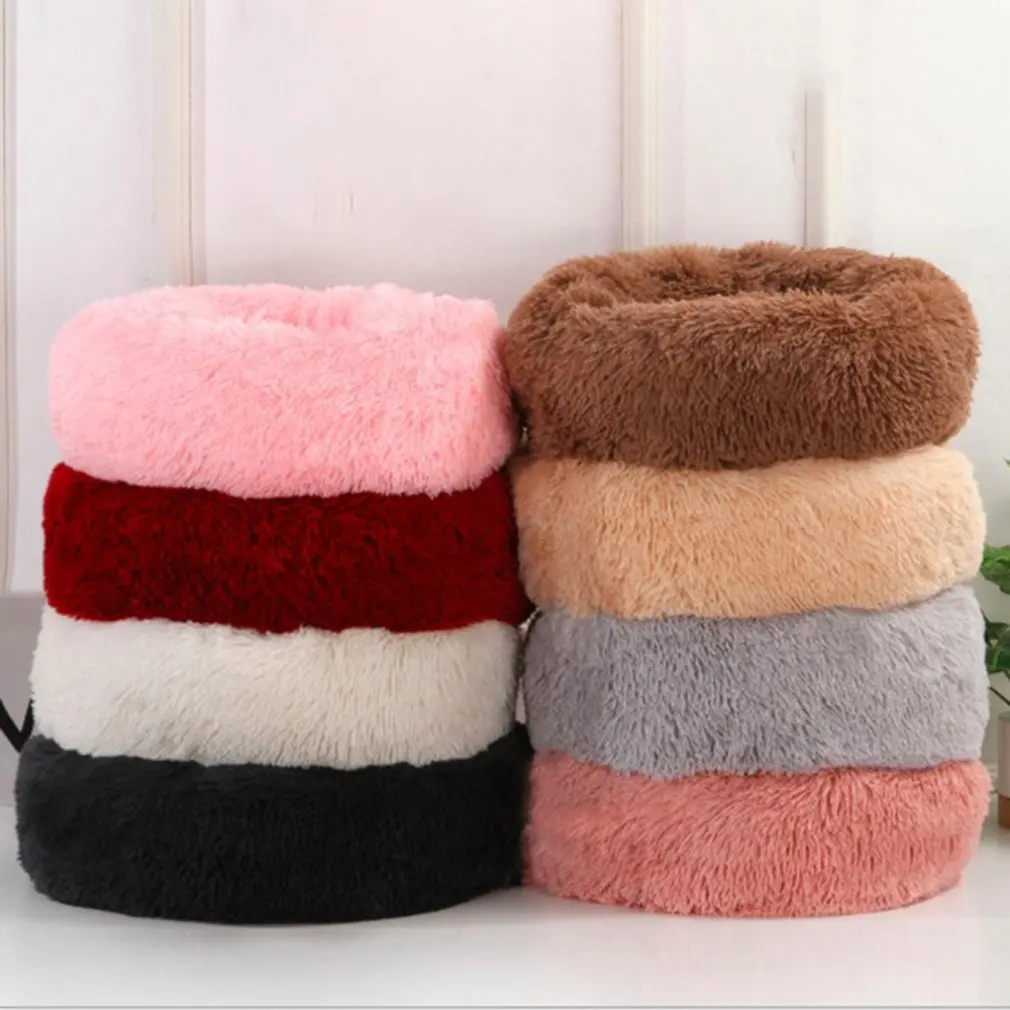 

Round Cat Beds House Soft Long Plush Best Pet Dog Bed For Dogs Basket Pet Products Cushion Cat Bed Cat Mat Animals Sleeping Sofa