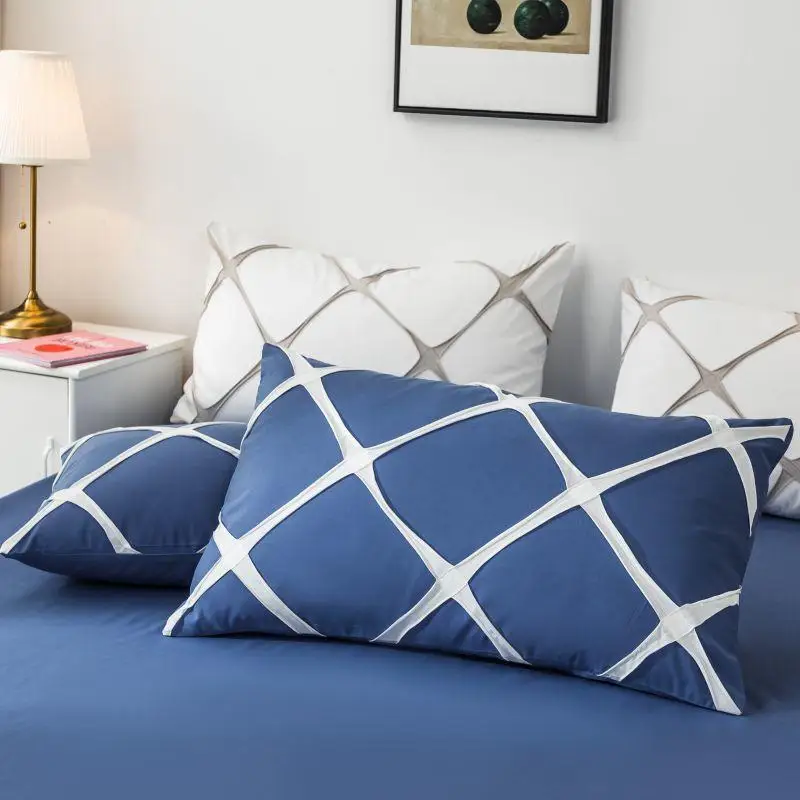 Blue Color Bedding Set Single/Queen/King Size lenzuola letto singolo Bed Sheets And Pillowcases Duvet Cover Sets With Flat Sheet | Дом и сад