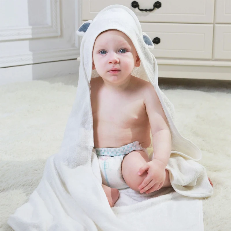 

Hooded Toddler Baby Bath Towel With Bear Ears Kids Bathrobe Warm Sleeping Swaddle Wrap