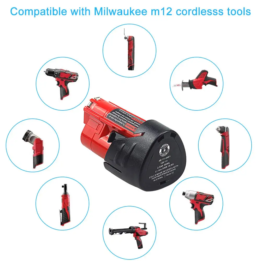 Waitley 12 V 2.5Ah аккумуляторная батарея для Milwaukee M12 XC беспроводные инструменты 2500mAh v