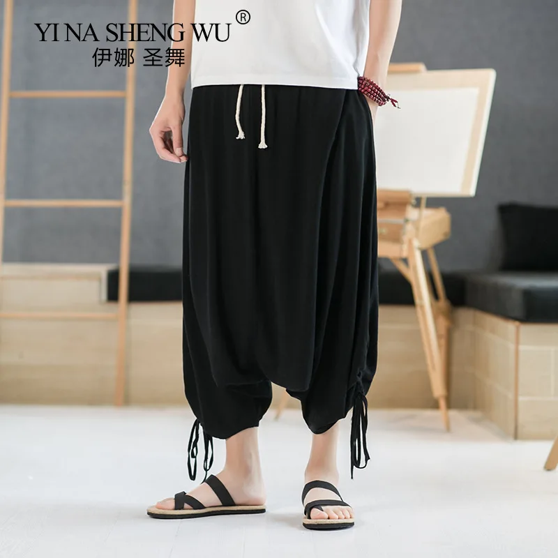 Льняные повседневные брюки Harlan в китайском стиле большие модные хлопковые