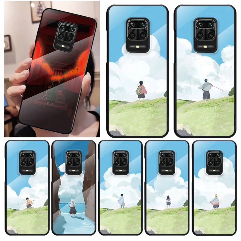 

Demon blade For Xiaomi Redmi K40 K30 K20 9T 9C 9A 9 8A 7 Pro Plus Tempered Glass Luxury Cover Phone Case