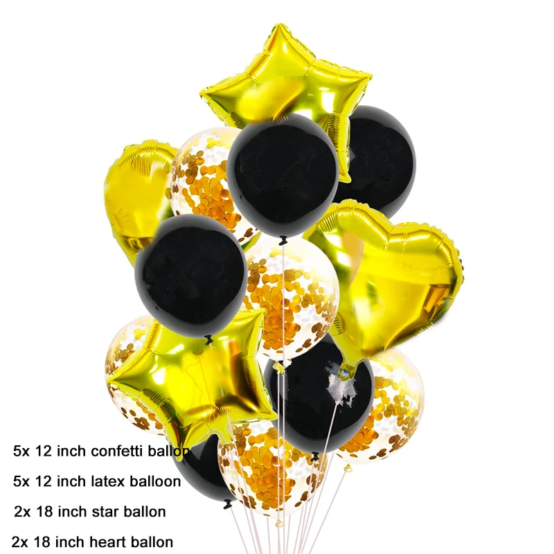 14 шт. латексные воздушные шары в форме сердца с золотыми и серебряными звездами