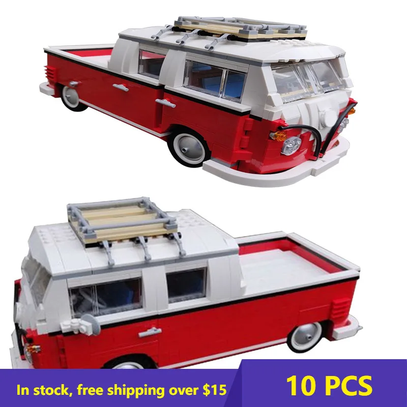 

MOC Doka фигурный фургон T1 совместимый 10220 высокотехнологичная серия V-W T1 Camply модель фургона строительные блоки автомобиль кирпич детские игру...