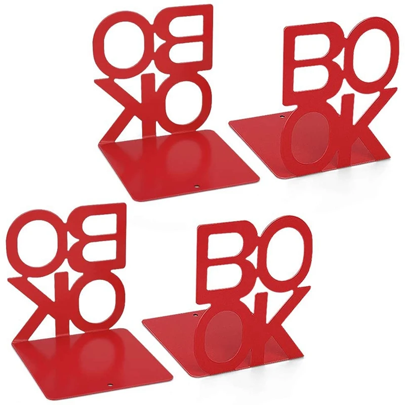 

4Piece,Metal Bookends,Book Ends Letter Pattern Book Ends for Shelves Office Decorative,Nonskid Book Stopper for Books