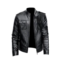 2021 spring and autumn brand european and american mens jacket fashion youth collar punk mens motorcycle leather jacket