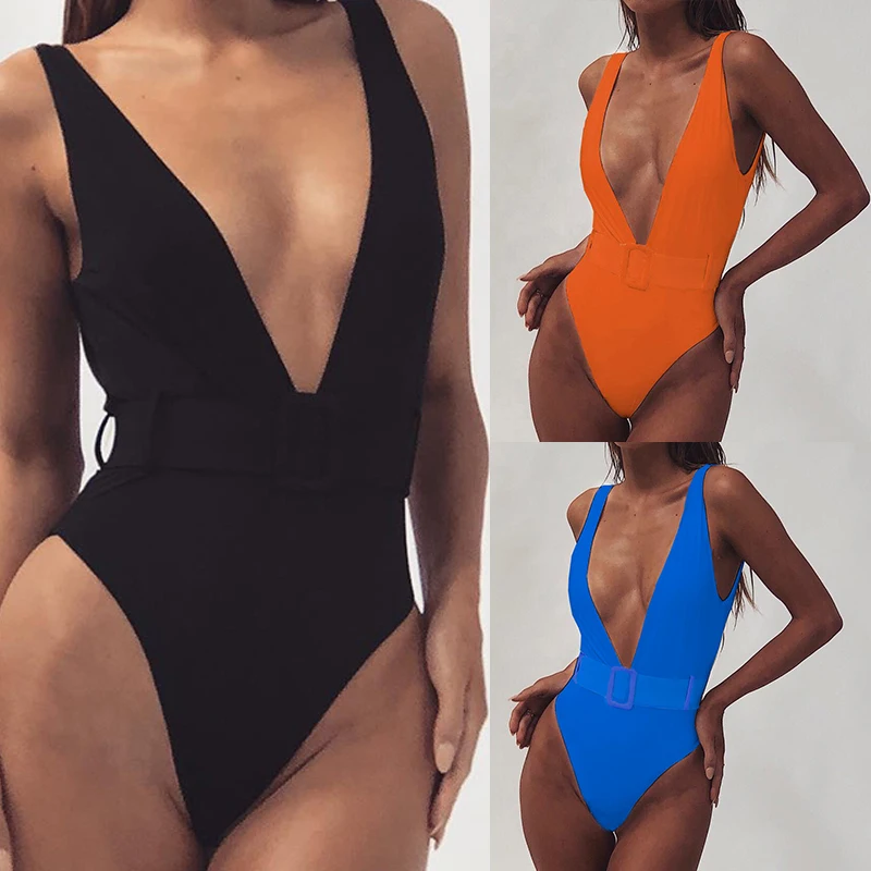 Peachtan Maillot de bain femme купальники женские боди Цельный купальник монокини с глубоким v-образным вырезом бикини пуш-ап