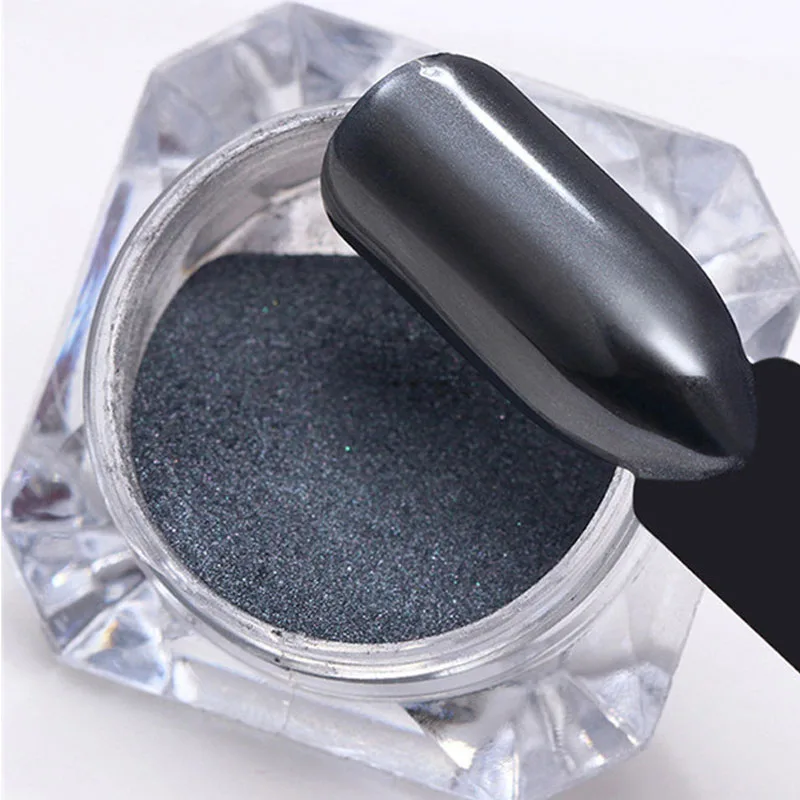 

1g/jar Black Mirror Nail Glitter Shinny Metallic Glitter Rubbing Powder for Fingernail UV Gel Polishing Pigment Dust Manicure#12