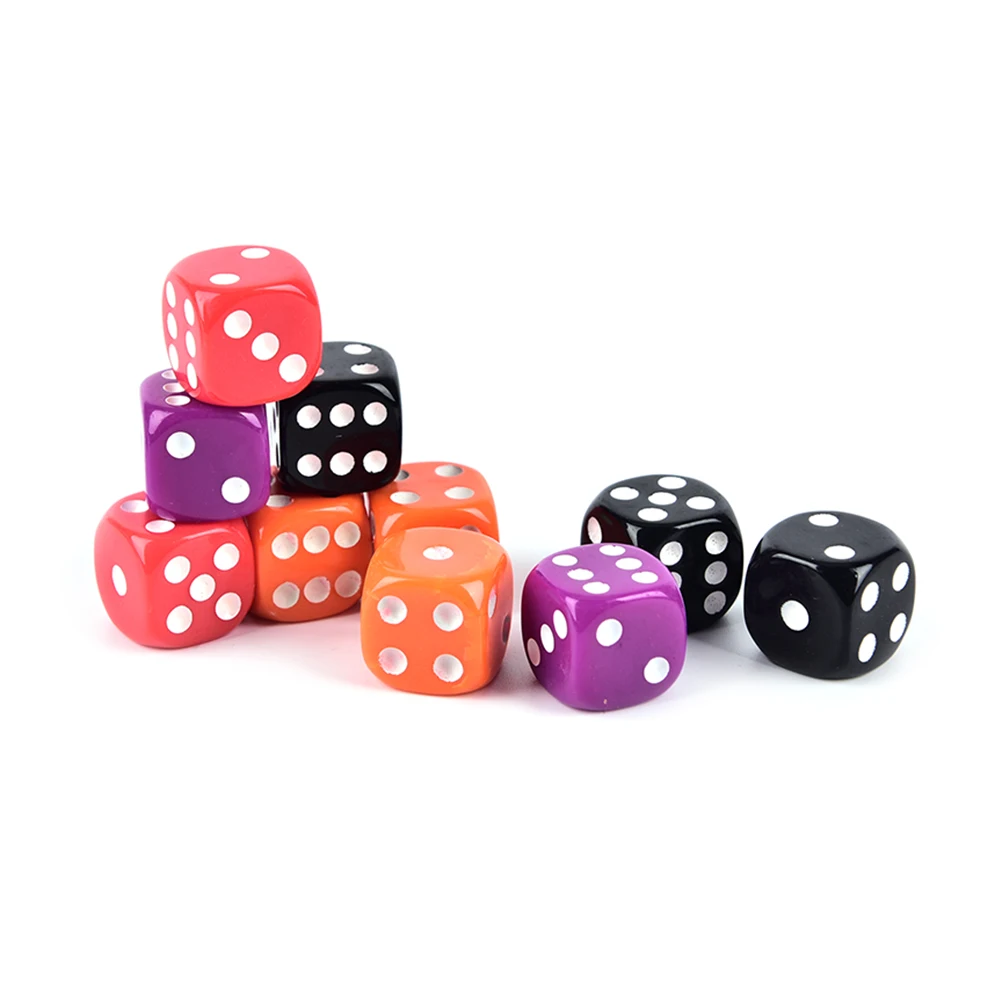 6Pcs New Sale Dices 16MM BoardGame Drinking Digital Dice Gumbling Game Rounded Corners Four-Color Transparent | Спорт и развлечения