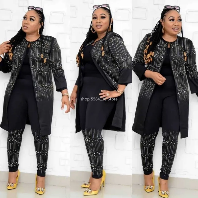 Женский костюм тройка в африканском стиле длинные блейзеры с открытым стежком и