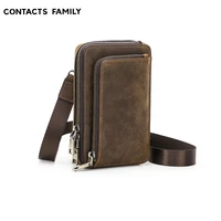 retro genuine leather men waist bag cowhide casual design hook bum bag shoulder belt messenger bag back pack phone pouch