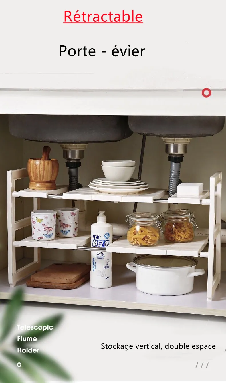 

Kitchen sink rack, storage rack drawer type retractable kitchen rack