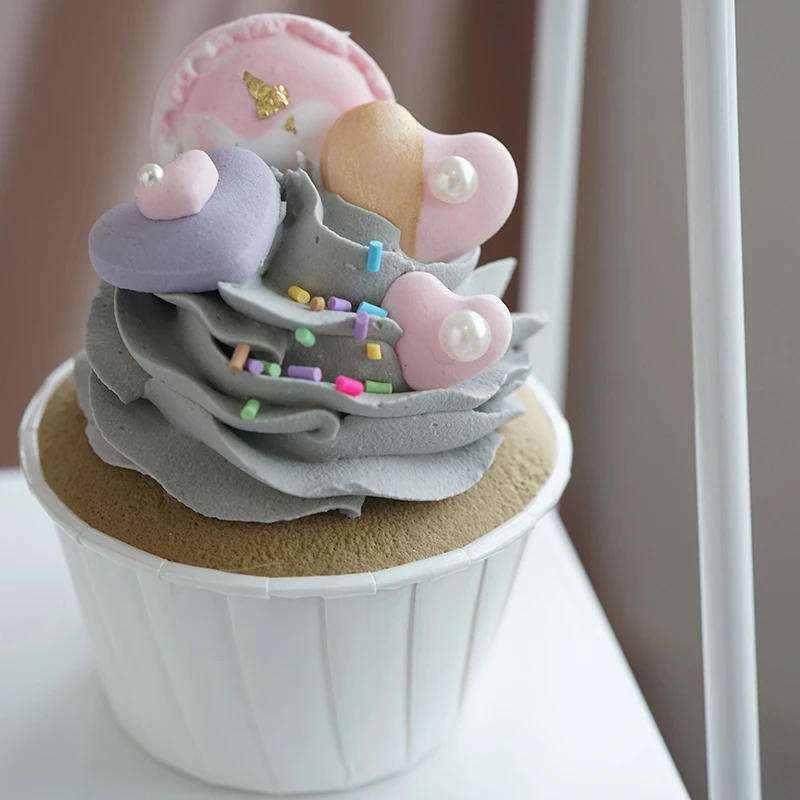 Имитация крема серого тона чашка для торта старшая серая пудра реквизит пекарня