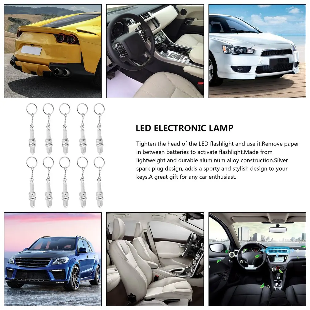 1PC LED Flashlight Keychain Outdoor Car Auto Parts Key Chain Spark Plug Shaped Outside Tuning Keyring Keyfob Accessories | Автомобили и