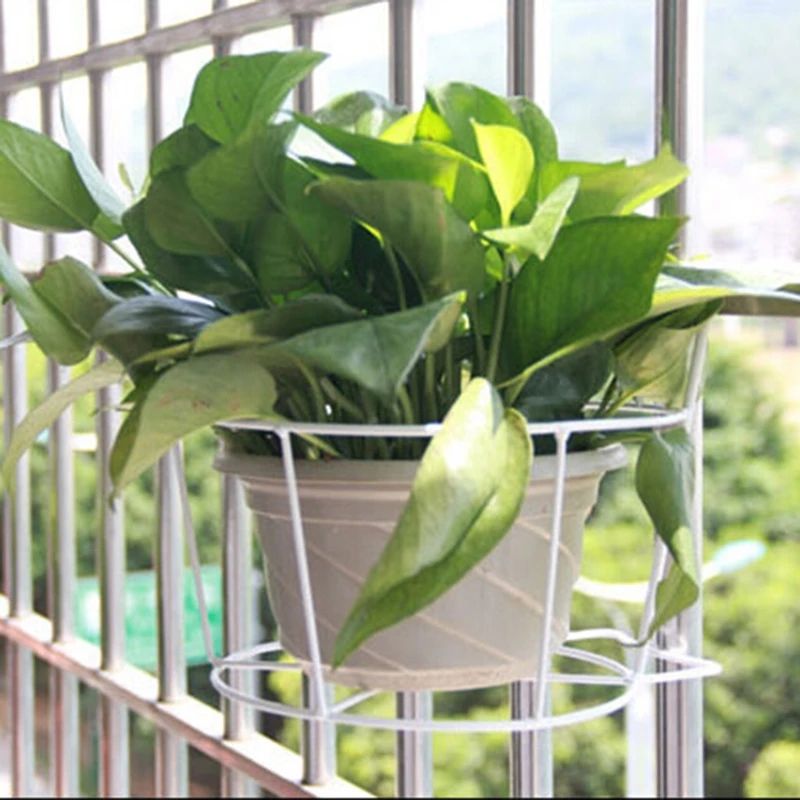 

Hanging Plant Iron Racks Balcony Round Flower Pot Rack Railing Fence