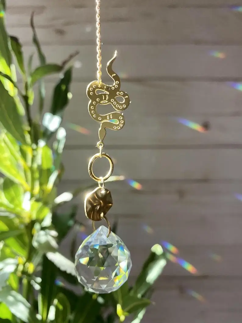 

Crystal Sun Catcher Snake Serpent SunCatcher WitchCraft Boho Home Decor Room Decoration