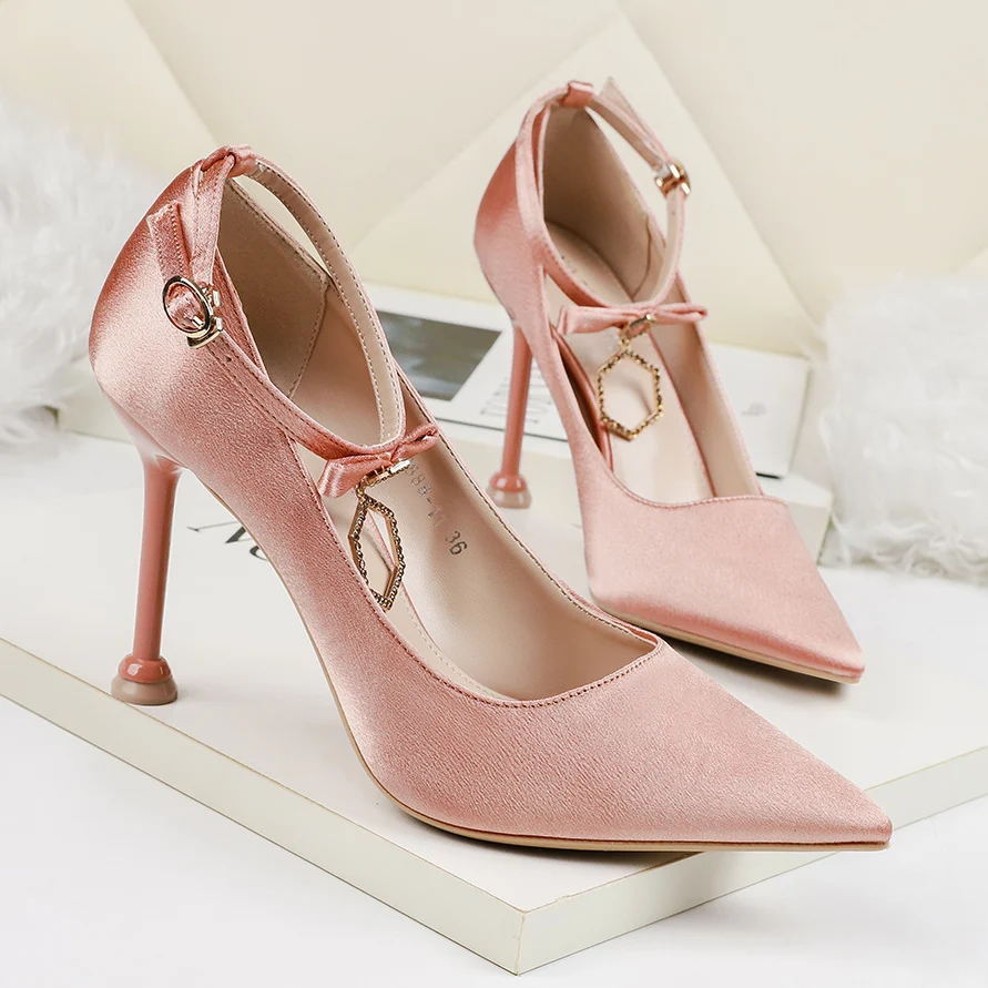 Новинка 2020 года женские туфли на высоком каблуке 9 5 см цвет оранжевый атласные