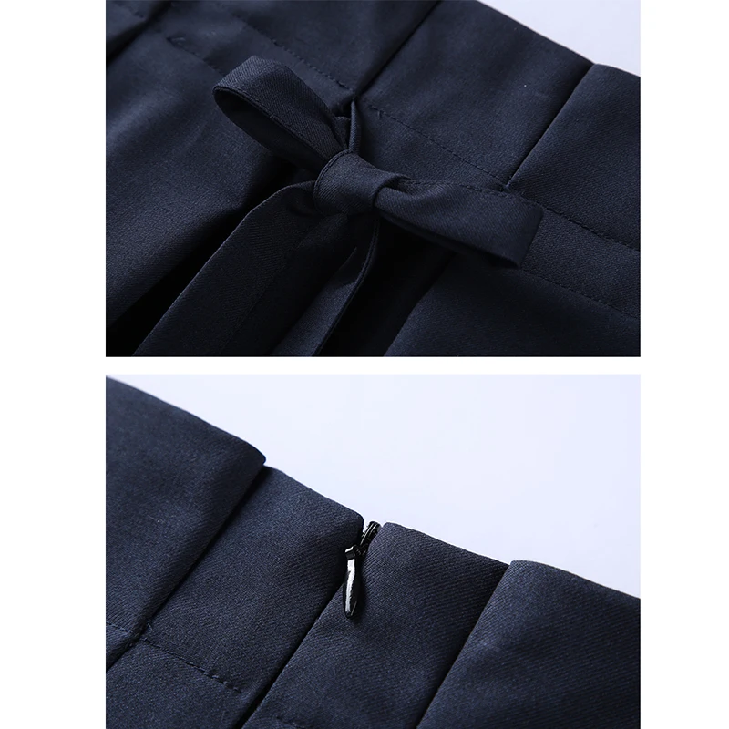 

Skirt Casual Solid Winter Pleated Skirt Faldas Mujer 2021 Lace-Up Bow Waist Literary Elegant Vintage Long Womene's