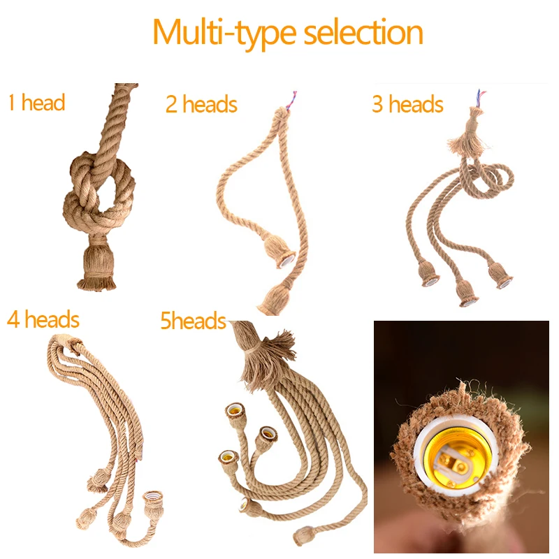 Винтажный подвесной светильник из пеньковой веревки держатель 1/2/3/4/5 AC85 265V на