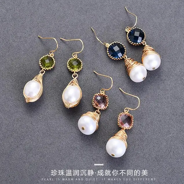 Длинные Модные висячие серьги MPE004 в форме слезы с жемчугом ручной работы стиле