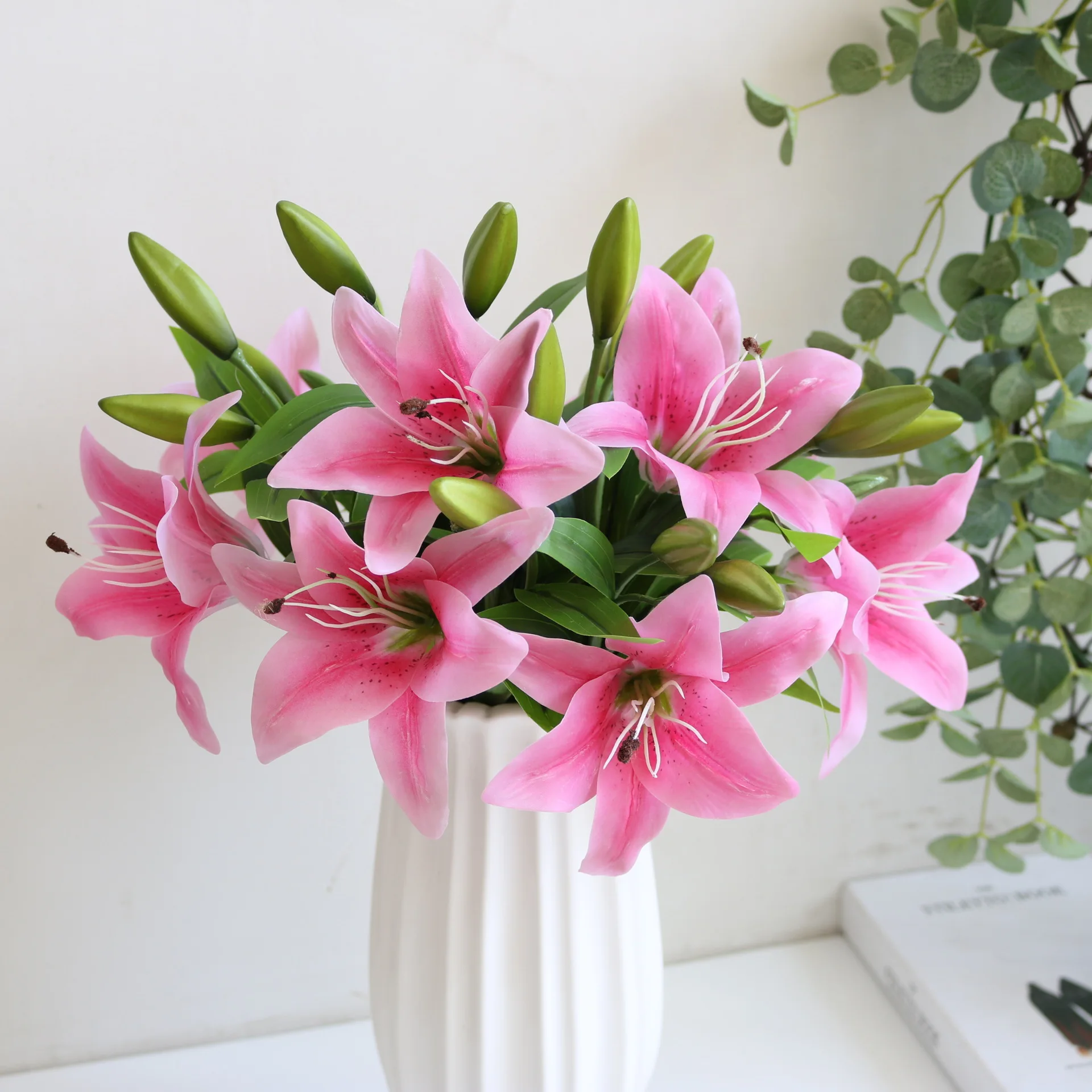 Реалистичный на ощупь искусственный цветок-Лилия с 3 головками 1 шт. цветок для