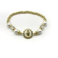 5pcslot handmade bracelets virgin mary medallion 4mm copper beads religious jewelry