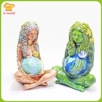 new 3d mother earth silicone molds statue resin art goddess home decoration moulds