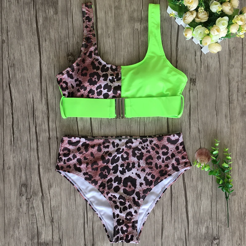 Леопардовый купальник бикини с высокой талией 2020 пуш ап пляжный Женский