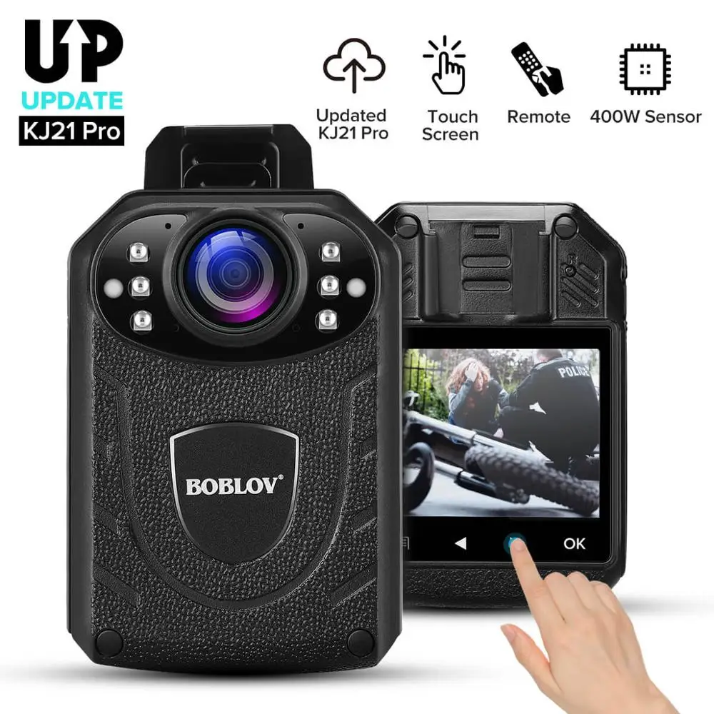 BOBLOV KJ21Pro тела Камера HD 1296P полицейская Bodycam дистанционного Управление сенсорный