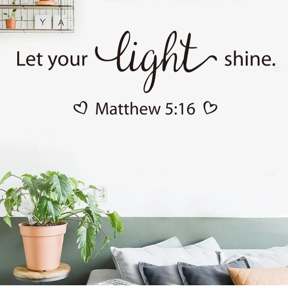 

Let Your Light Shine Matthew 5:16 Religious Quotes Vinyl Wall Decal Art Lettering Wall Stickers Christian Home Decor