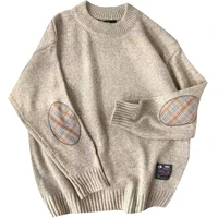 harajuku oversized sweater men 2021 winter japanese loose vintage knitted sweater streetwear round neck pullovers knitwear m 5xl