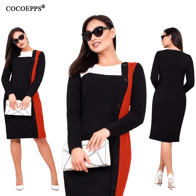 Женское платье COCOEPPS осенне зимнее женское Элегантное повседневное большого