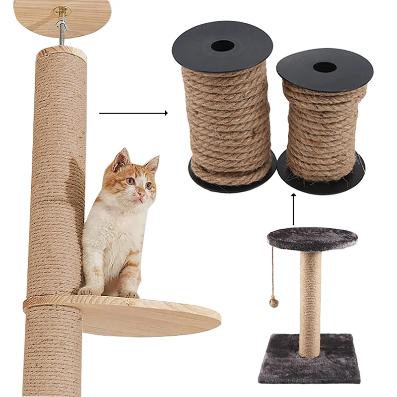 Premium Natural Sisal Rope For Pet Cat Tree Scratching Post Toy Climbing Frame Weaving Cats Making Desk Legs Binding | Дом и сад