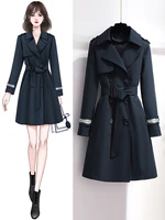 womens trench coat new autumn mid length small high end elegant british style high end sense spring and autumn coat