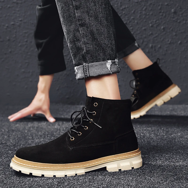 Модная зимняя обувь мужские военные ботинки уличные теплые зимние полуботинки